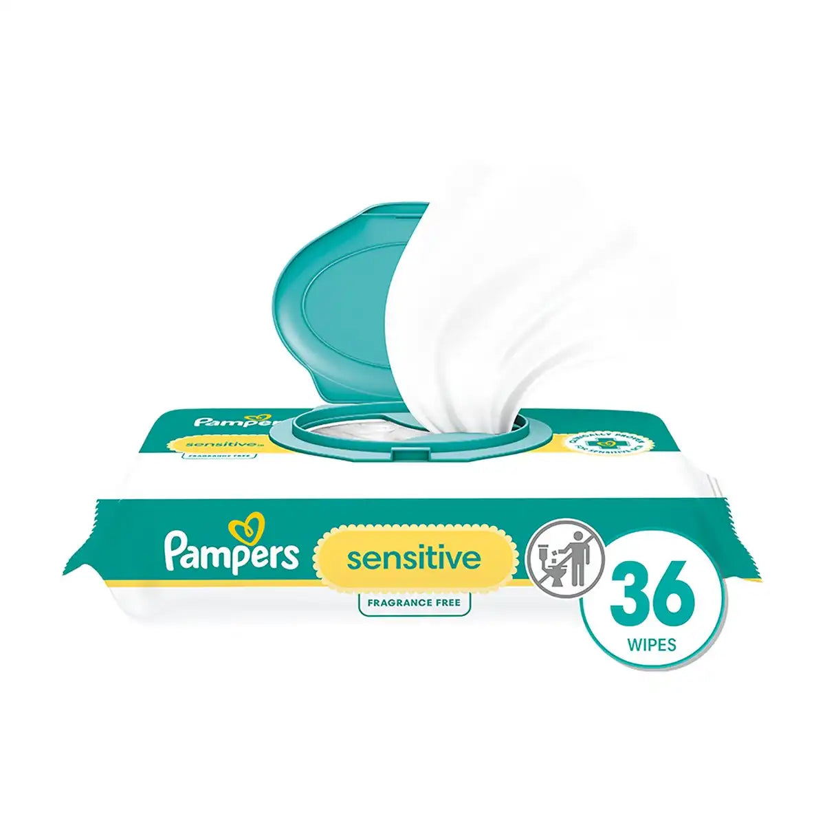 Pampers Sensitive Baby Wipes - 36ct: Unscented, Dye-Free, Alcohol-Free, Diaper Area Pop-Up Dispenser