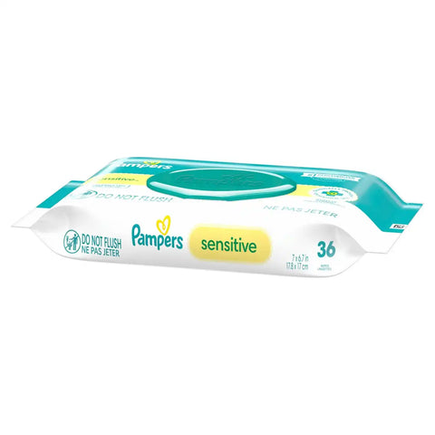 Pampers Sensitive Baby Wipes - 36ct: Unscented, Dye-Free, Alcohol-Free, Diaper Area Pop-Up Dispenser