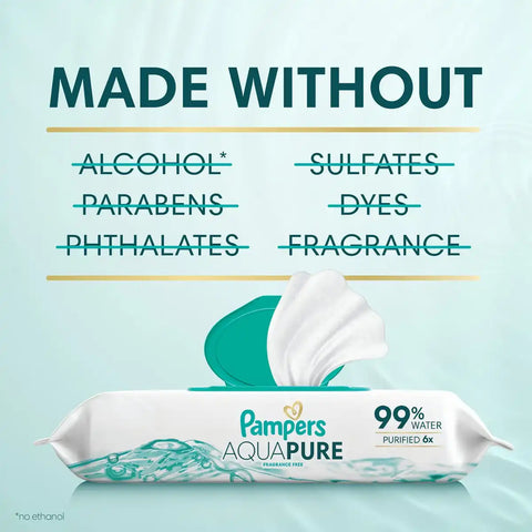 Pampers Aqua Pure Sensitive Baby Wipes (Select Count)